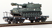 US M109 A1 Howitzer Loaded on a 4-Axle Flat Car